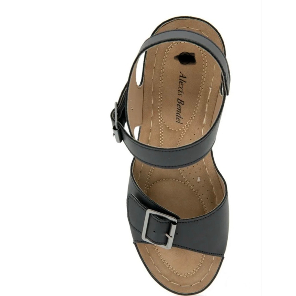 NEW Women's Alexis Bendel Black Wedge Sandals Size 10 - Picture 4 of 10